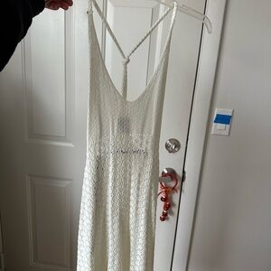 White Crochet Sleeveless cover up dress